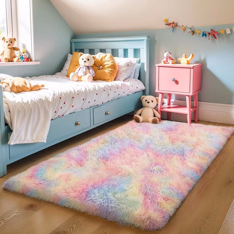 Pluizig Vloerkleed in Pastel - Zacht Rechthoekig Tapijt voor Woonkamer, Slaapkamer of Kinderkamer - 3 x 5 ft