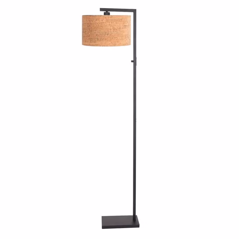 Steinhauer Vloerlamp Stang met kurken kap zwart en bruin, B/D/H: 30 x 30 x 160 cm