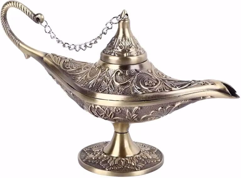 Omgoods Genie Lamp Vintage Arabische Tafeldecoratie Handgemaakt Zinklegering B/D/H: 22 x 12 x 7,5 cm