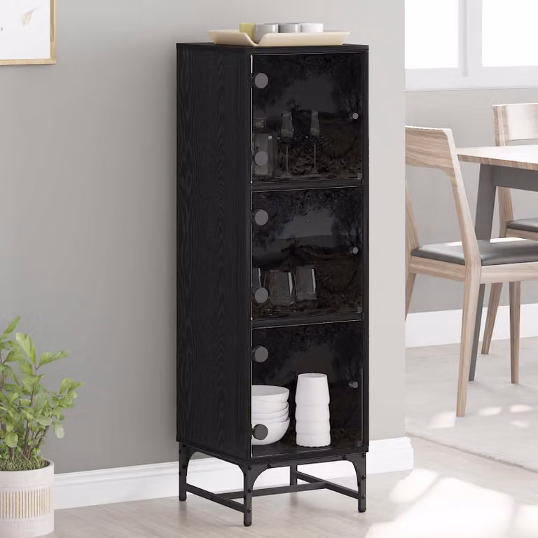 vidaXL Dressoir zwart eikenlook B/D/H: 117 x 35 x 37 cm