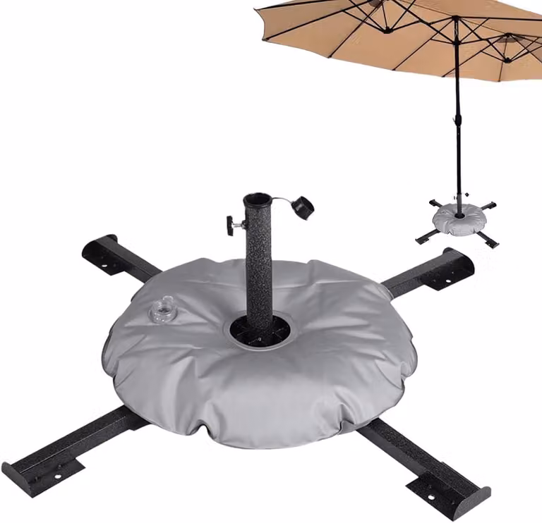 Paraplu Stand Buiten Basis met Vulbare Waterzak, 10 kg Capaciteit, Zwart