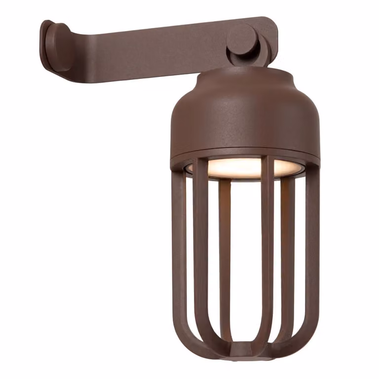 Lucide WELLS Oplaadbare Wandlamp Bruin - LED Dimbare Binnen/Buitenverlichting - Ø 10 cm - IP54