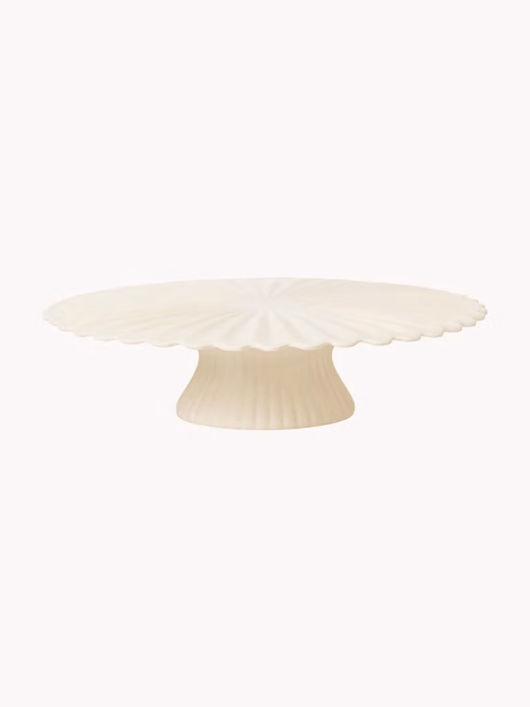 Ferm LIVING Taartplateau Fountain, rond, wit, keramiek, Diameter: 31 cm, Hoogte: 8 cm