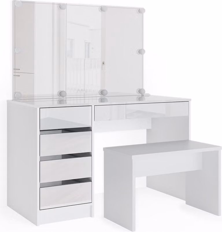 Vicco Kaptafelset met kruk en bank, Sherry Wit, Breedte: 120 cm, Model 33952
