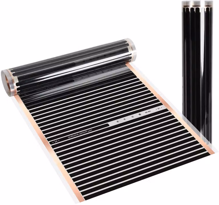 Infrarood Verwarmingsfolie voor Vloerkleed Elektrische Vloerverwarming 220 W/m2, Zwart, 2 x 0,5 m