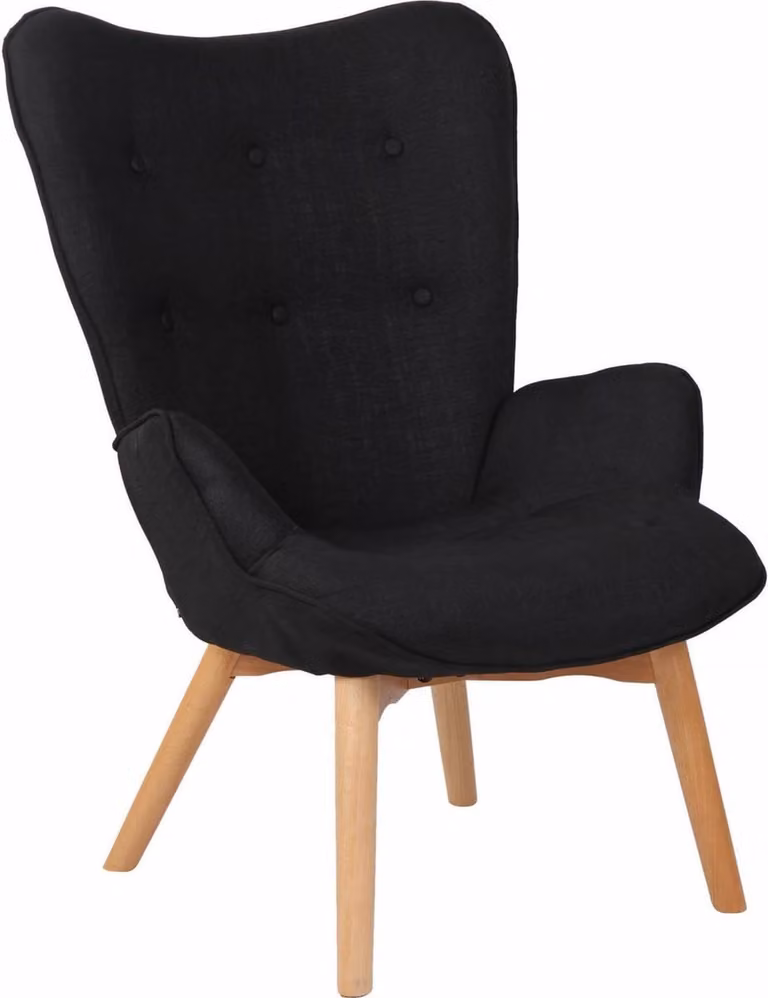 CLP Durham Lounger Chesterfield Loungebank - Stof - Zwart