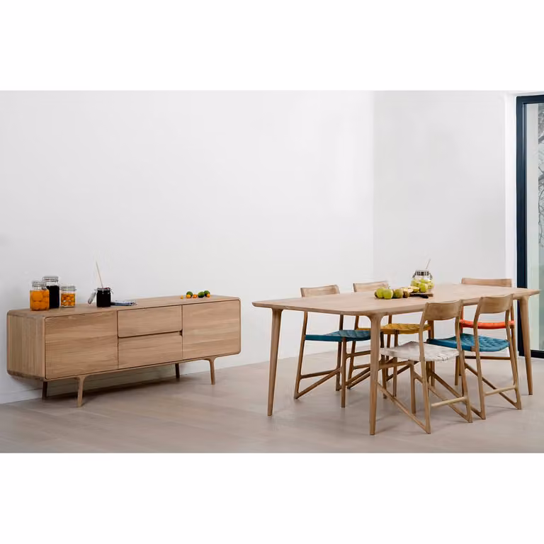 home24 Houten eettafel Scandinavisch design, eikenhout, bruin, 220 x 90 cm