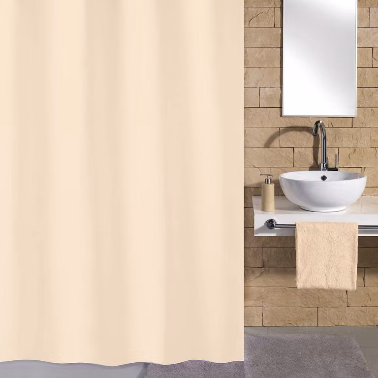 home24 Douchegordijn Rica beige/crèmekleurig polyester B: 180 cm, H: 200 cm