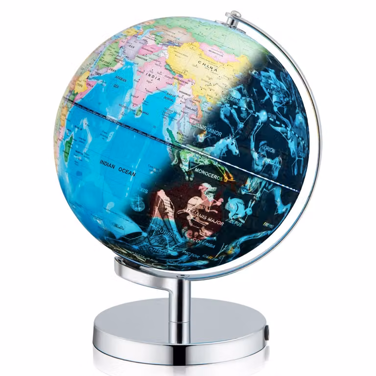 Costway 3-in-1 Verlichte Globe Nachtlampje met Standaard en 88 Sterrenbeelden, 23 cm