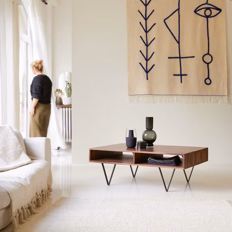 Tikamoon Metric Salontafel van Massief Sheesham Hout - Bruin - B: 115 cm, D: 70 cm, H: 40 cm