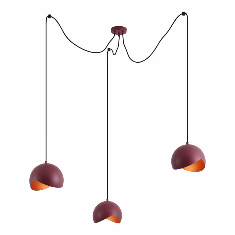 Qazqa Design hanglamp rood met glazen elementen, 3-lichts, dimbaar
