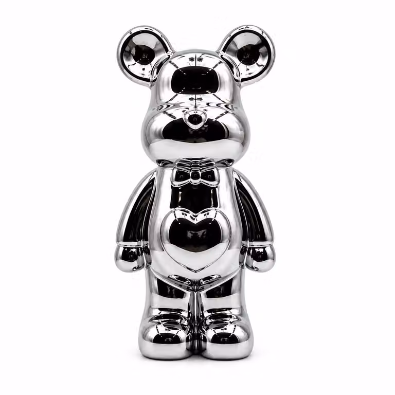 Enluxe Metalen Zilveren Teddy Beertje TV Kast en Keramische Wijnkast met Minimalistisch Design
