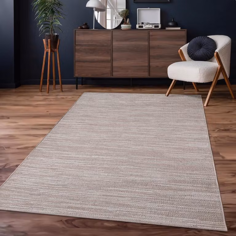 Buiten vloerkleed met etnisch boho patroon in beige, 60 x 100 cm