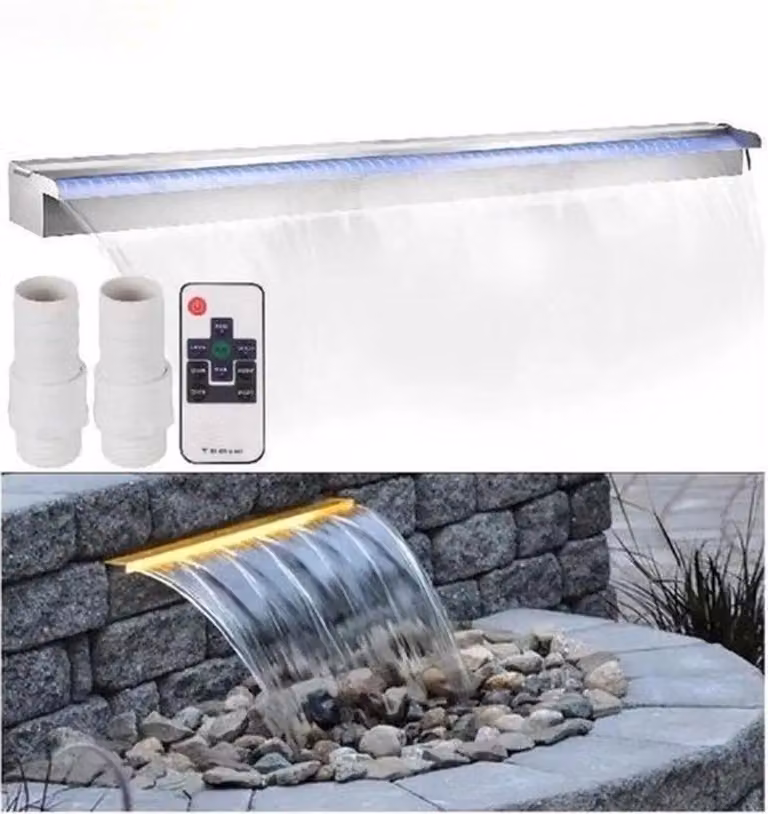 Wasserbrunnen DeLuxus LED-waterval zwembad- en tuinfontein met sfeervolle verlichting
