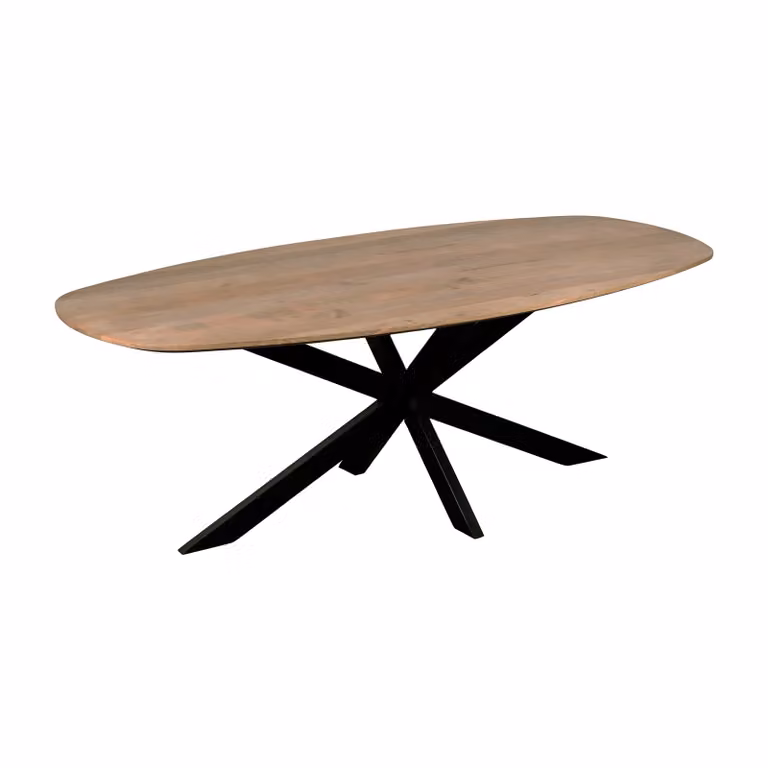 QUVIO Eettafel Sofia - Ovaal - Mangohout - Naturel - B/D: 180 x 90 cm