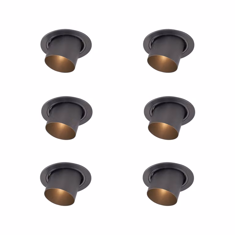 Set van 6 Qazqa moderne inbouwspots, grijs, rond, kantelbaar, GU10