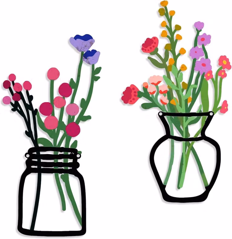 Set van 2 metalen bloemen muurkunst in rustieke stijl voor wanddecoratie
