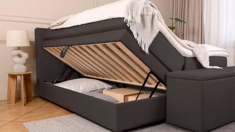 BRUNO Premium boxspring met opbergruimte, zwart/antraciet, B/D: 160 x 200 cm