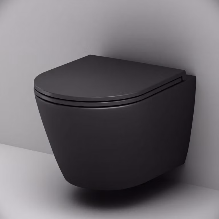 AM.PM Wandcloset Flash AquaSpin randloos met toiletzitting, zwart – CNA1901PMBSC