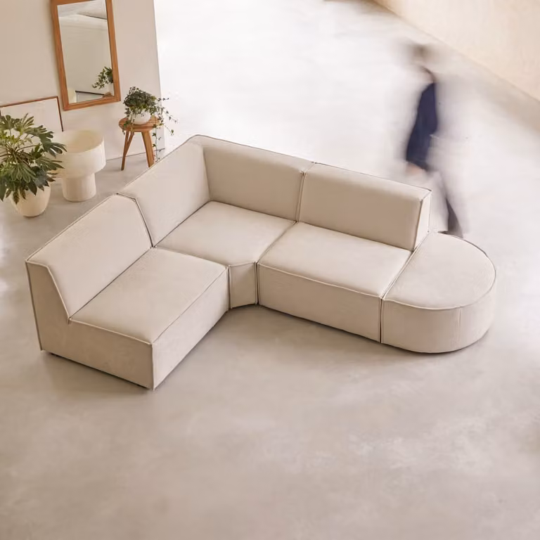 Tikamoon Dario Modulaire 4/5-Zitshoekbank in Beige Stof