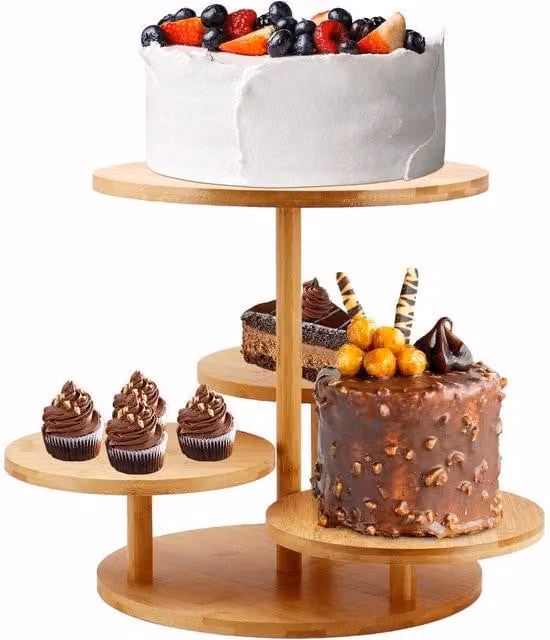 Benza Ibenzoa Houten Cupcake-standaard met 4 Niveaus - Natuurlijk Hout