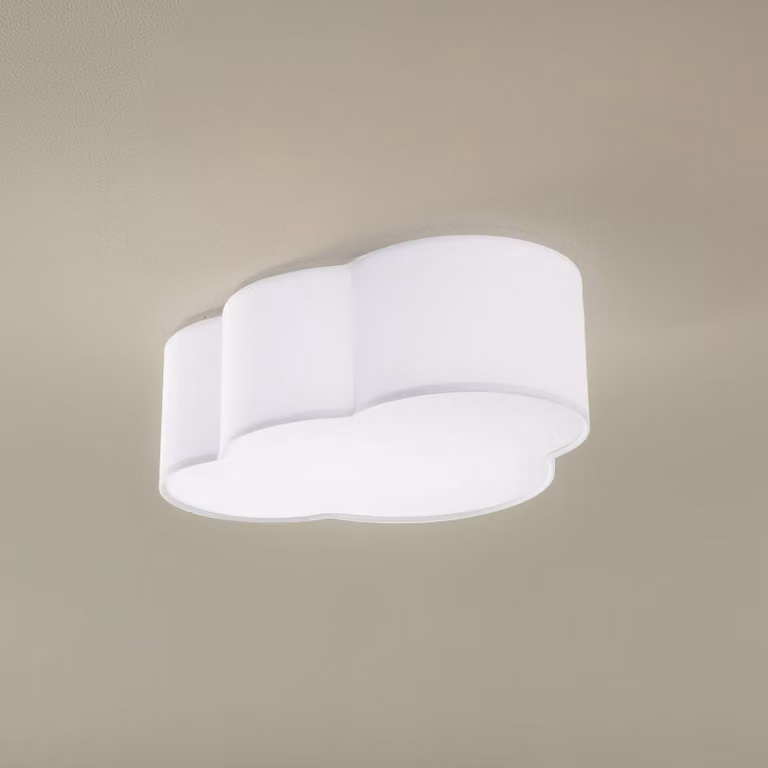 TK Lighting Plafondlamp Cloud, wit, dimbaar, textiel, modern design voor woonkamer, eetkamer of kinderkamer