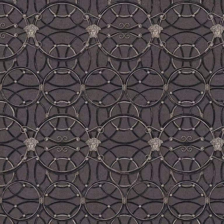home24 Behang Paleistrappen I met geometrisch patroon, zilverkleurig/zwart, Breedte: 70 cm, Lengte: 1005 cm