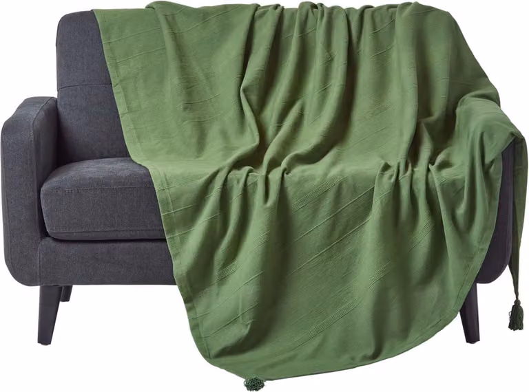 Homescapes Rajput sprei van 100% katoen, olijfgroen, 225 x 255 cm