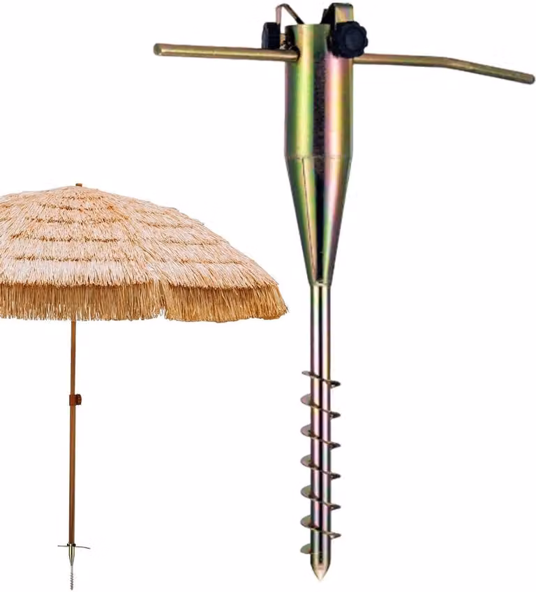 Zwarte Paraplu Houder voor Parasols met Split-Fluke Stabilisatie - 57 cm