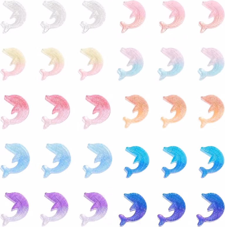 30 stuks Resin Dolfijnen - Creatieve Zee Dieren Knutselaccessoires voor DIY Haaraccessoires, Hangertjes en Telefoonhoesjes Decoratie