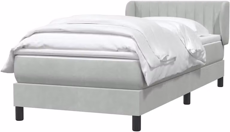 Lichtgrijs Boxspring Bed met Pocketvering Matras B/D/H: 90 x 210 cm