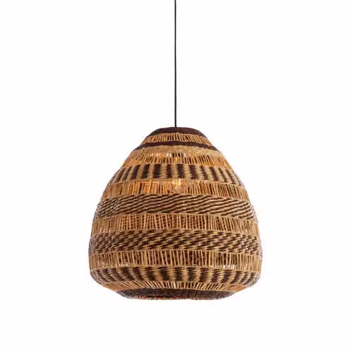 Light & Living Soluna Hanglamp van rotan en metaal, Bruin, Diameter: 56 cm