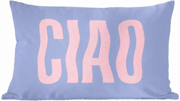 Sierkussen Ciao voor de woonkamer - Roze en Blauw - Golvend - 60 x 40 cm