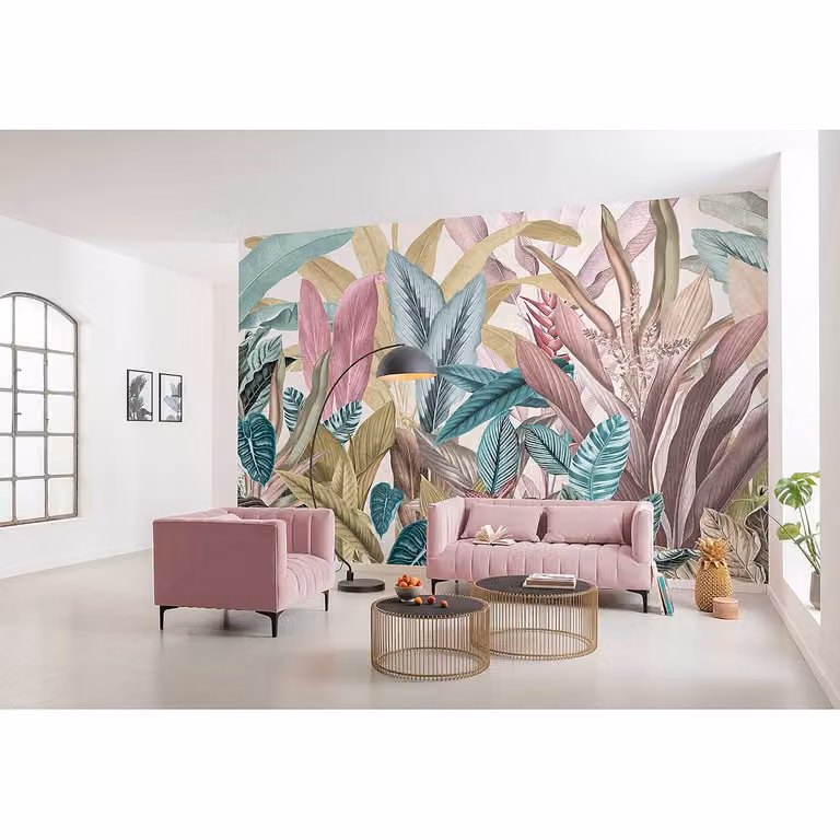 home24 Vlies-fotobehang Mathilda Floral Modern Multicolour Breedte: 350 cm, Hoogte: 250 cm