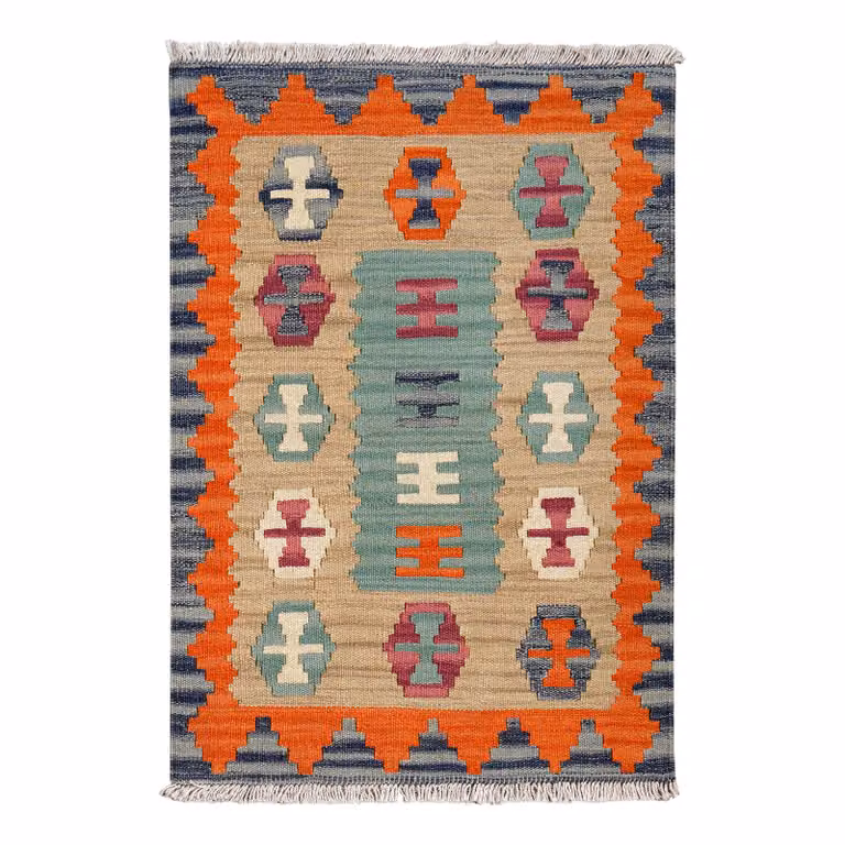 home24 Kelim Gashgai vloerkleed multicolor wol Breedte: 64 cm, Lengte: 91 cm