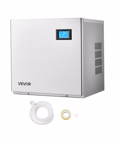 VEVOR Commerciële ijsmachine met digitaal display en automatische uitschakeling, roestvrij staal, zilver