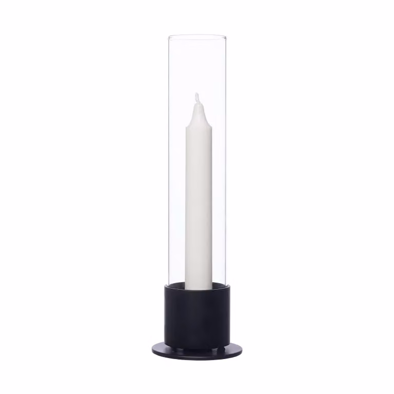 ERNST Ernst kandelaar met glascilinder, Zwart, Ø 7,5 cm