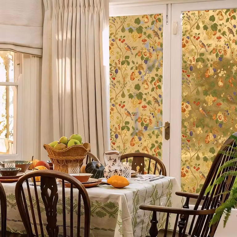 Decoratieve Raamfolie met Bloemenprint - Geel - 43 x 100 cm