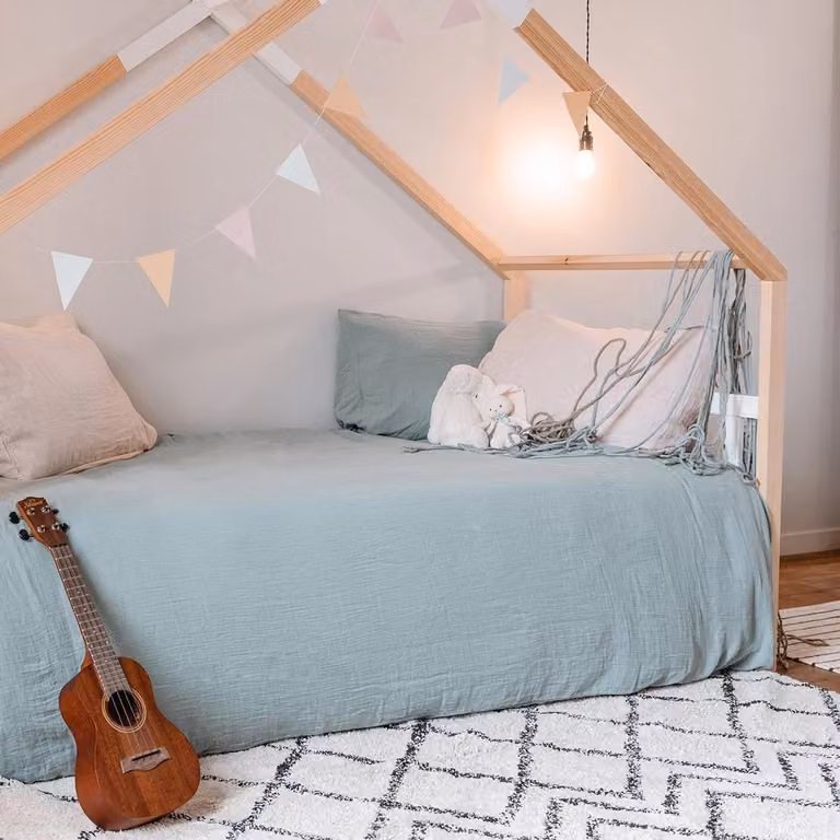 Hypnia Bedhuisje Odyssee voor kinderen, Scandinavisch design, Blauw, Massief grenenhout, 90 x 190 cm