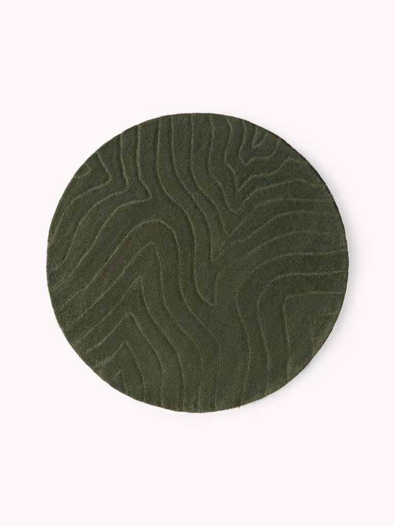 Westwing Collection Rond wollen vloerkleed Aaron Wave