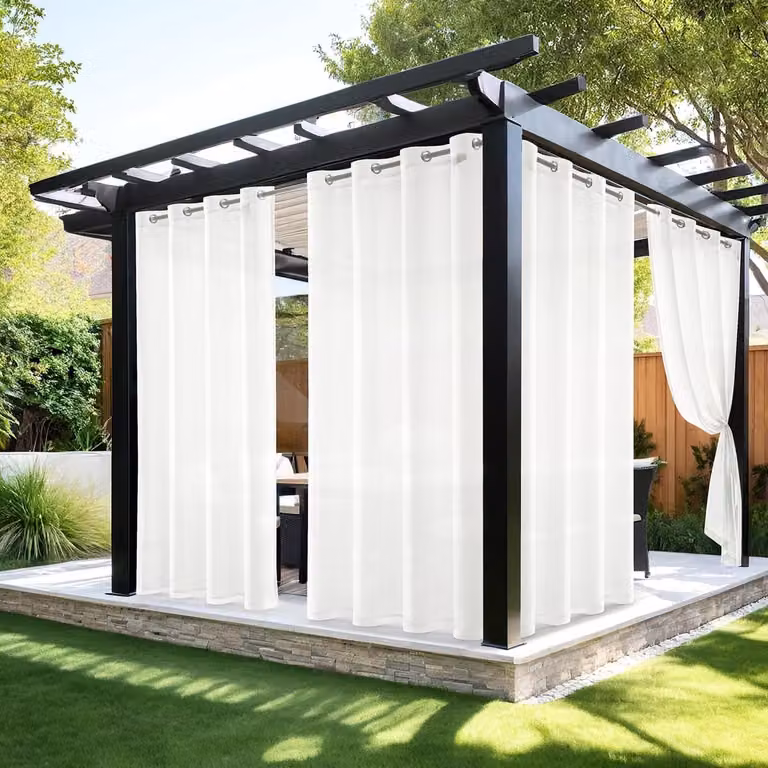 Set van 2 Transparante Weerbestendige Buiten Gordijnen met Oogjes, Waterdichte Privacybescherming voor Tuin, Patio, Pergola en Balkon, Wit, B: 132 cm, H: 215 cm
