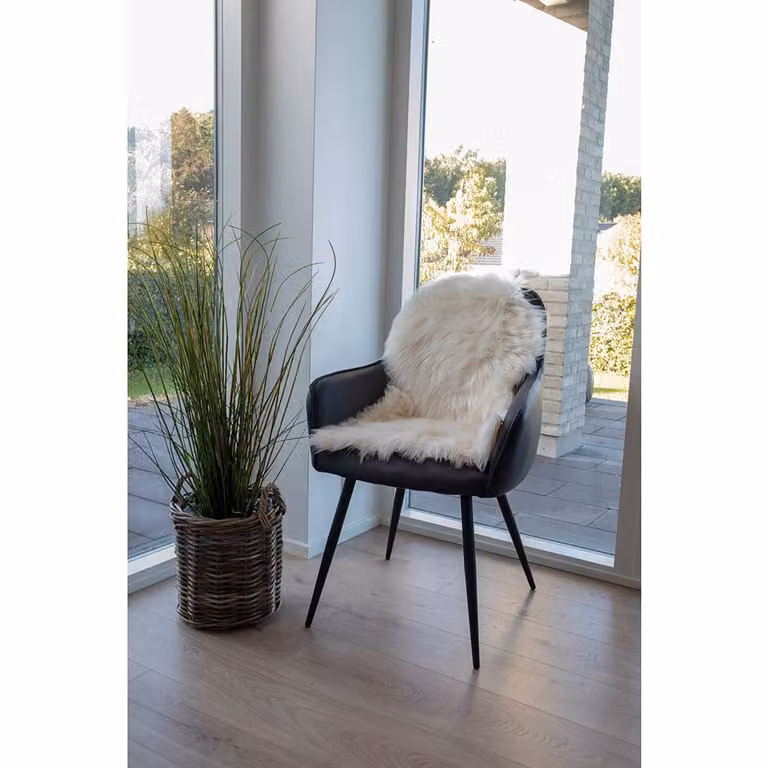 home24 Faux fur lamskin kleed bruin/crèmekleurig 85 x 50 cm