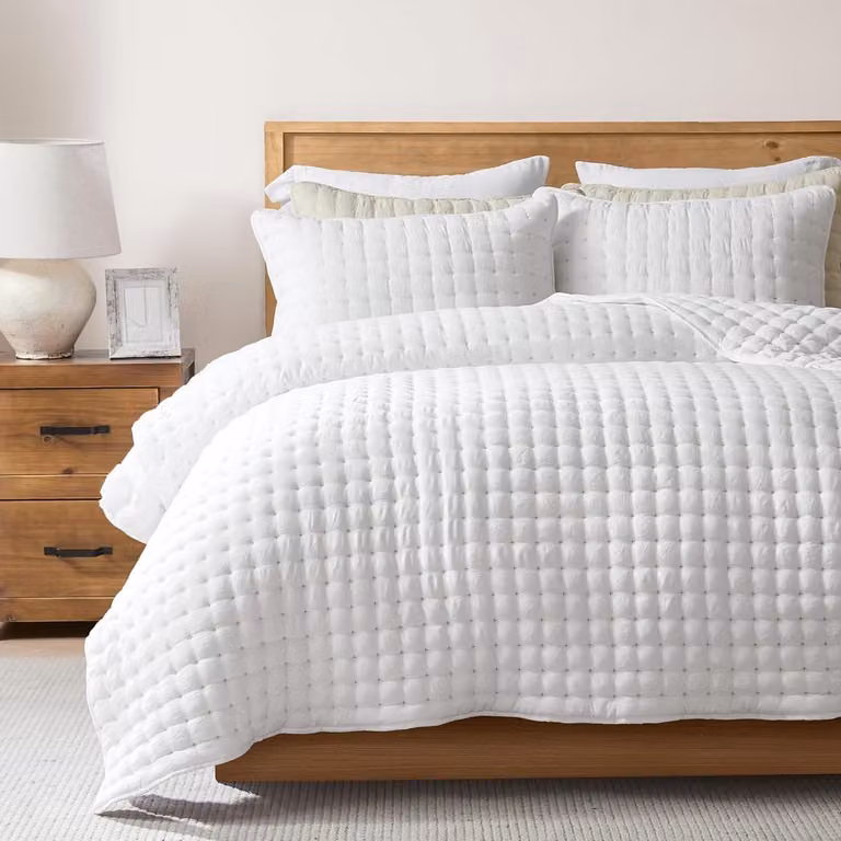 Wit lichtgewicht microvezel dekbed set met sprei en deken, 299 x 269 cm