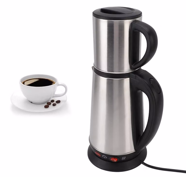 Dripio Turkse theemachine met 1L en 2L inhoud, 1800W, roestvrij staal, voor 12 kopjes