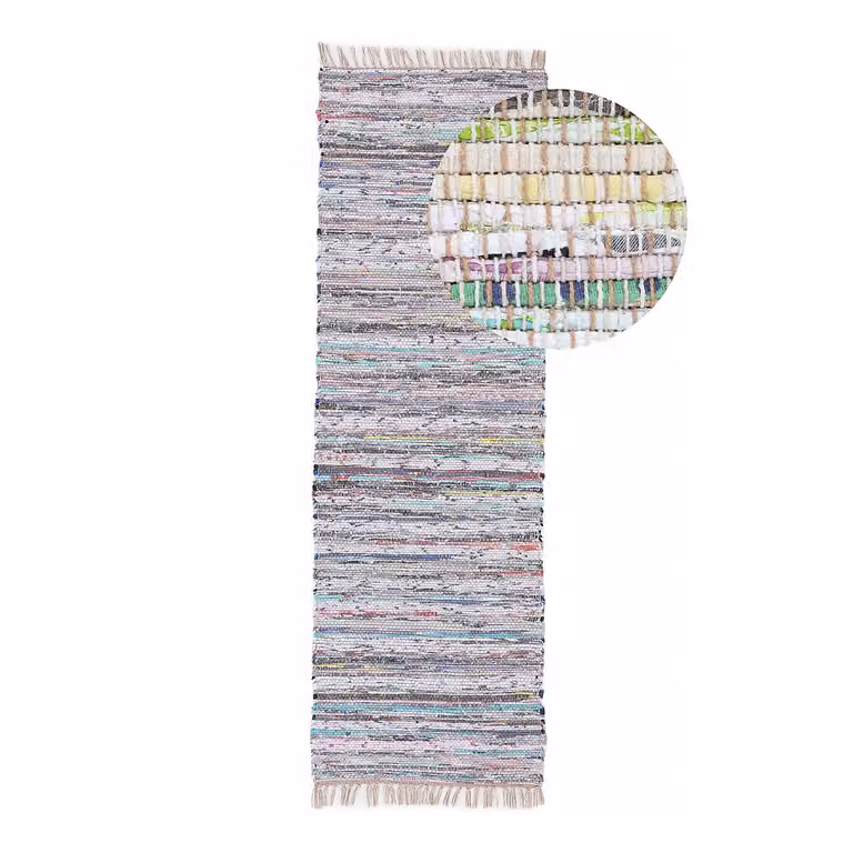 home24 Loper Kelim Chindi Vloerkleed Beige/Multicolour B: 80 cm, L: 300 cm