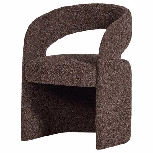 WOOOD Lanor Eetkamerstoel Grove - Bruin - Bouclé - H: 76 cm, B: 58 cm, D: 57 cm