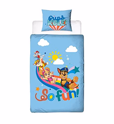 Paw Patrol Eenpersoonsdekbedovertrek met kussensloop - Blauw - 135 x 200 cm