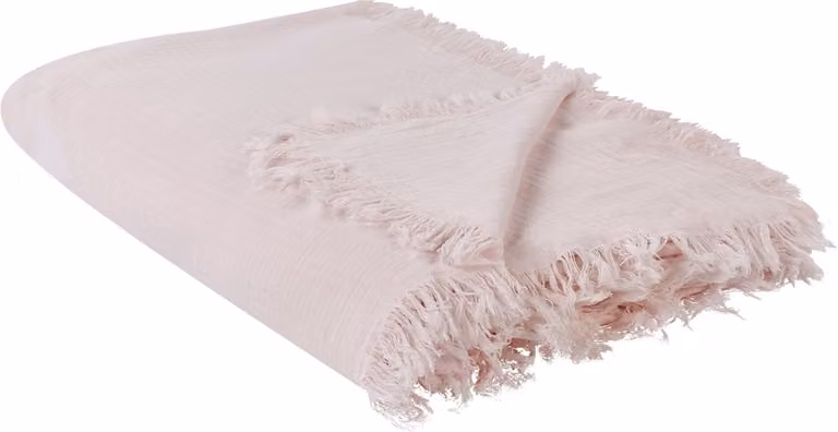 Beliani Bedsprei met kwastjes - Roze - Katoen - 150 x 200 cm