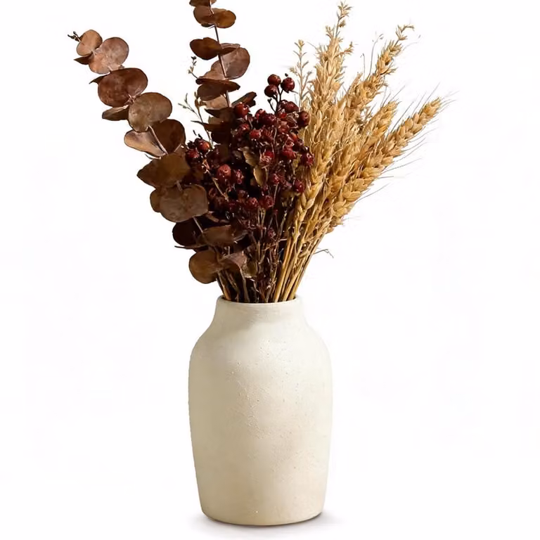 Dailygoods Moderne keramische vaas met deeltjesoppervlakteontwerp, wit, Hoogte: 17,78 cm