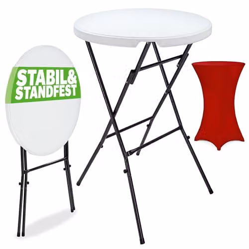 CASARIA Inklapbare Statafel met Hoes Rood, Ø72 cm, Hoogte: 110 cm